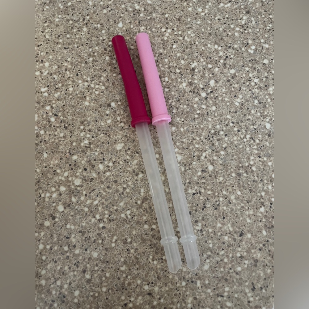 Set of 2 Pink Reduce Tumbler Cups Replacement Straws 14 Oz Kids